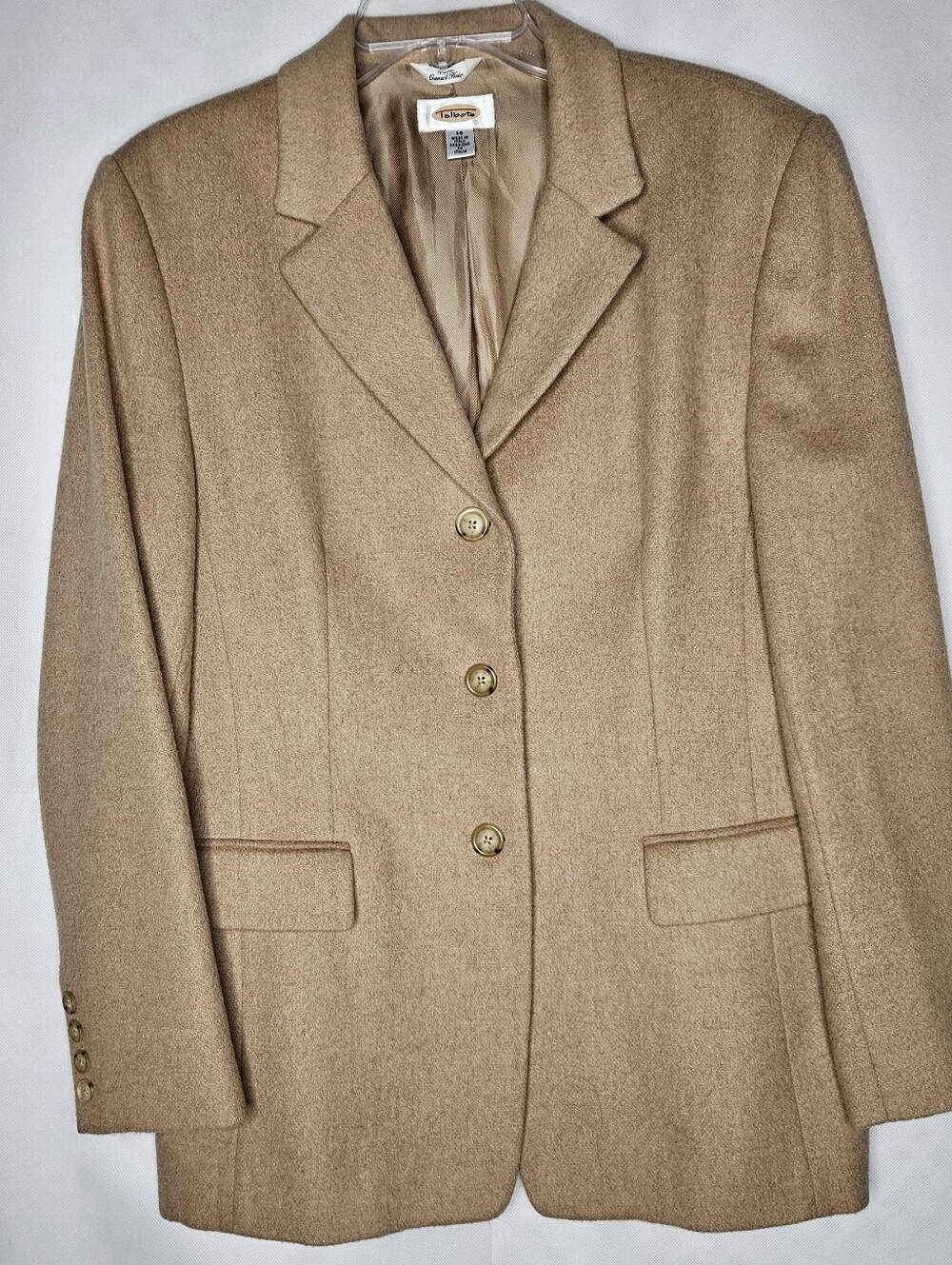 Vintage Talbots 100% Camel Hair Blazer Women 14 Made Italy Tan Old Money Jacket